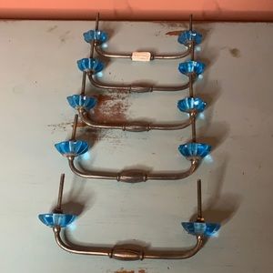 Anthropologie drawer pulls. (Set of 5) silver and blue